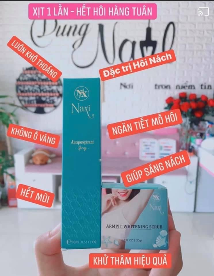 Xịt Khử Mùi Naxi Với Công Nghệ Phủ Băng Tiên Tiến Từ Mỹ +1 Lọ Kem Tẩy Da Chết Cho Da Vùng Nách