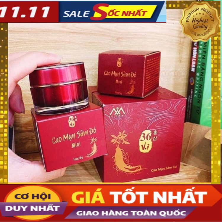 Cao Mụn Sâm Đỏ - Hết Mụn Mờ Thâm Hiệu Quả Sau 7 Ngày (Hủ Mini 5Gr)