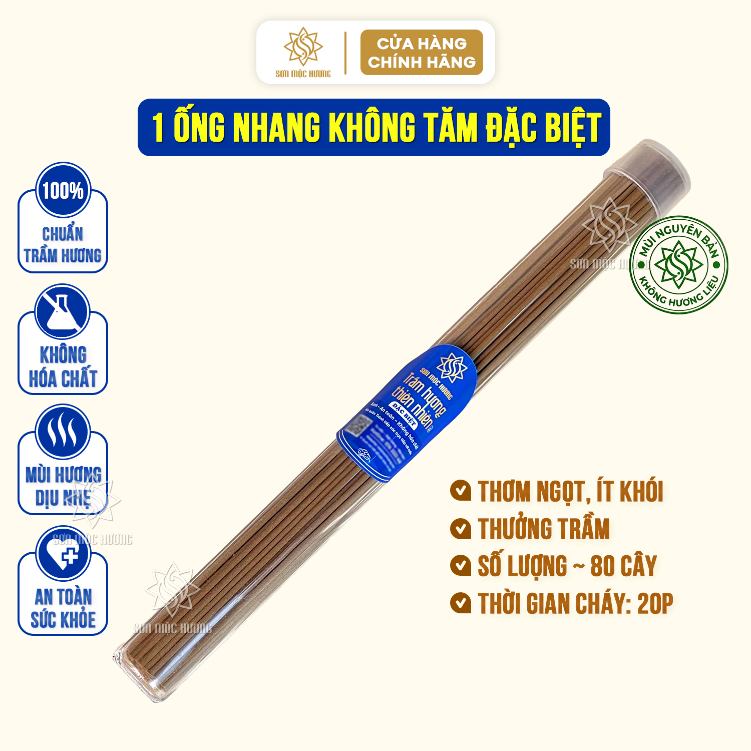 Nhang không tăm trầm hương thơm thư giãn đốt xông nhà tẩy uế Sơn Mộc Hương mang ý nghĩa phong thủy may mắn tài lộc