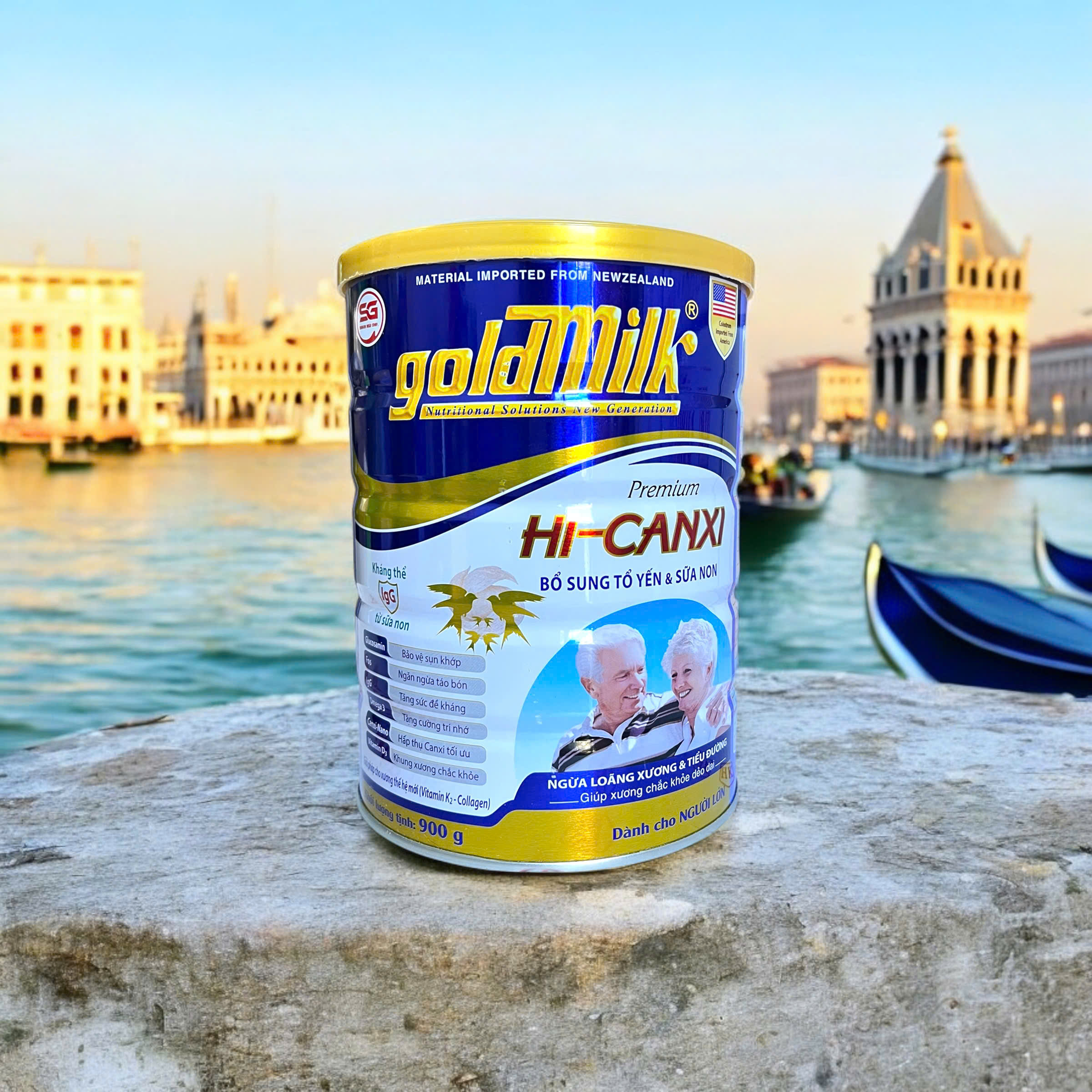 Sữa Goldmilk Hi-Canxi hộp 900G dành cho người già (mẫu mới bổ sung sữa non & tổ yến)