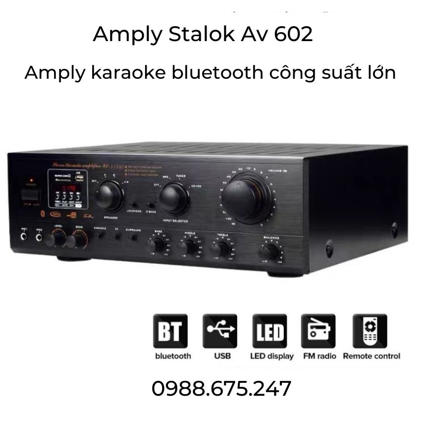Amply gia đình công suất lớn amply karaoke kết nối được với loa siêu trầm chức năng tích hợp bluetooth và radio
