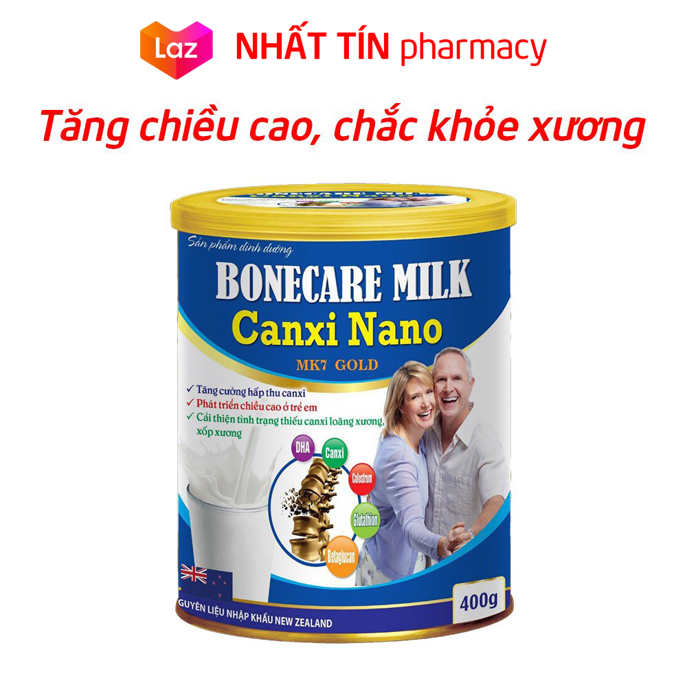 Sữa non Boncare Milk Canxi Nano MK7 hấp thu canxi tăng chiều cao chắc khỏe xương khớp - Chai 400g