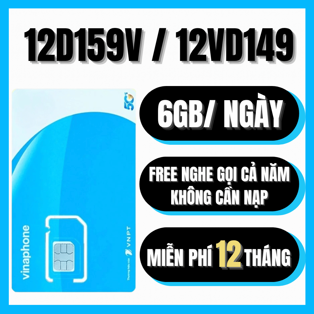 Sim Vinaphone 1 năm - DATA TỐC ĐỘ CAO TỚI 6GB/NGÀY + MIỄN PHÍ GỌI NỘI NGOẠI MẠNG |Gói D500 / U1500
