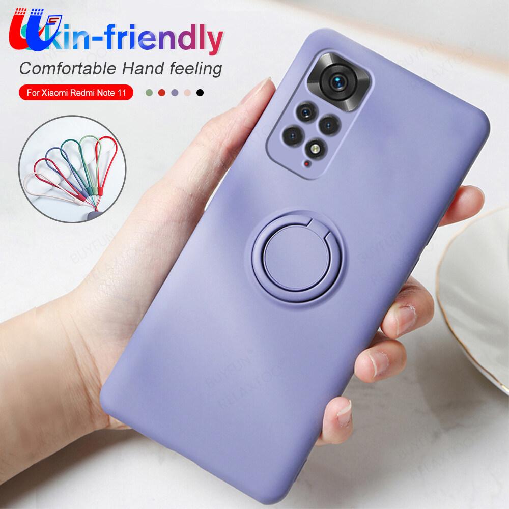 Dành Cho Xiaomi Redmi Note 11 Pro Ốp Điện Thoại Có Giá Đỡ Vòng Tròn Bằng Silicon Lỏng Nhiều Màu Kèm 