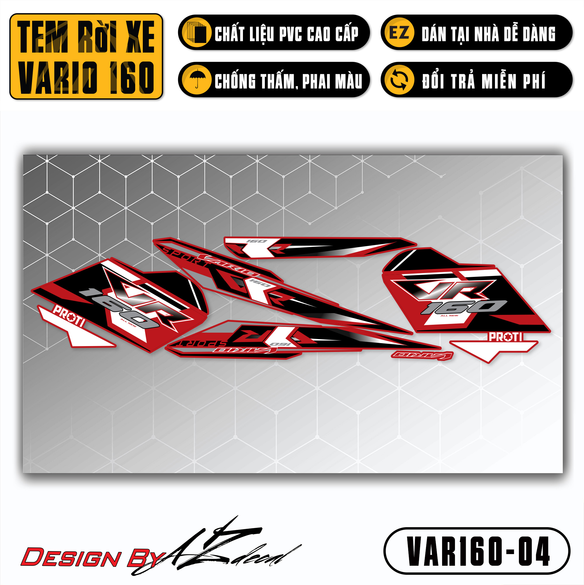 Tem Xe Vario 160 2023 Thiết Kế Sport | VAR160-04 | Team Decal Dán Xe Máy Chống Nước Bền Màu Cho Xe Đ