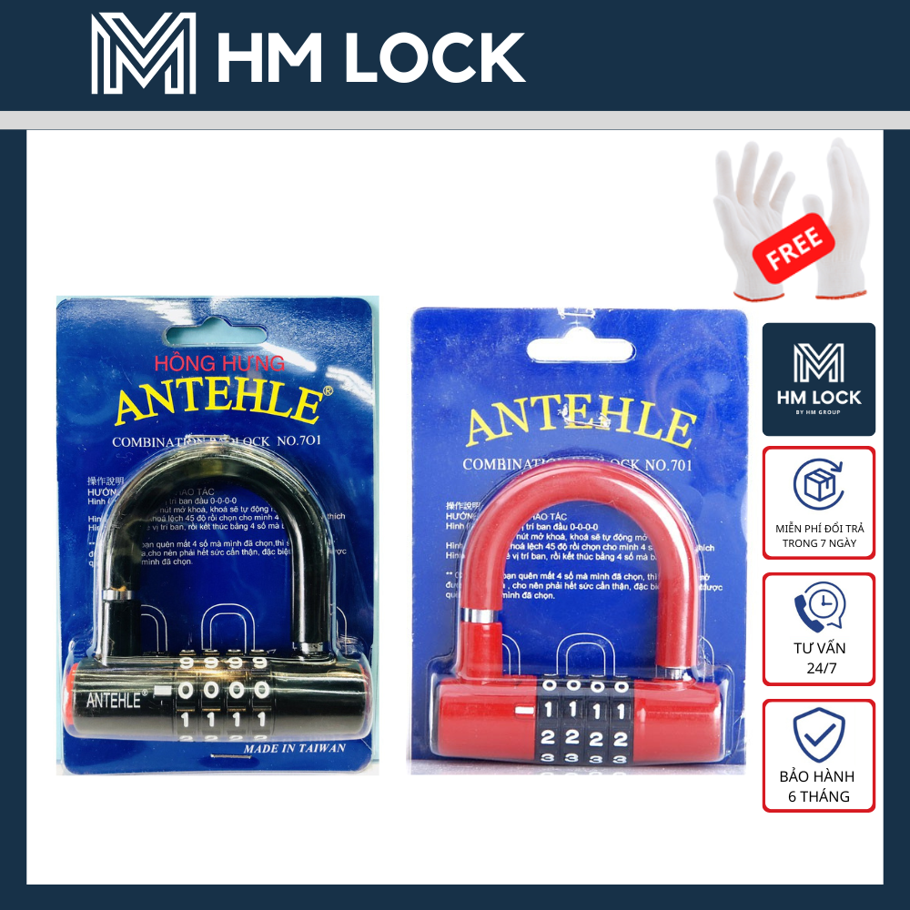 [NEW] Ổ Khoá 4 Số chữ U ANTEHLE - Khoá chống trộm thắng đĩa - HM LOCK