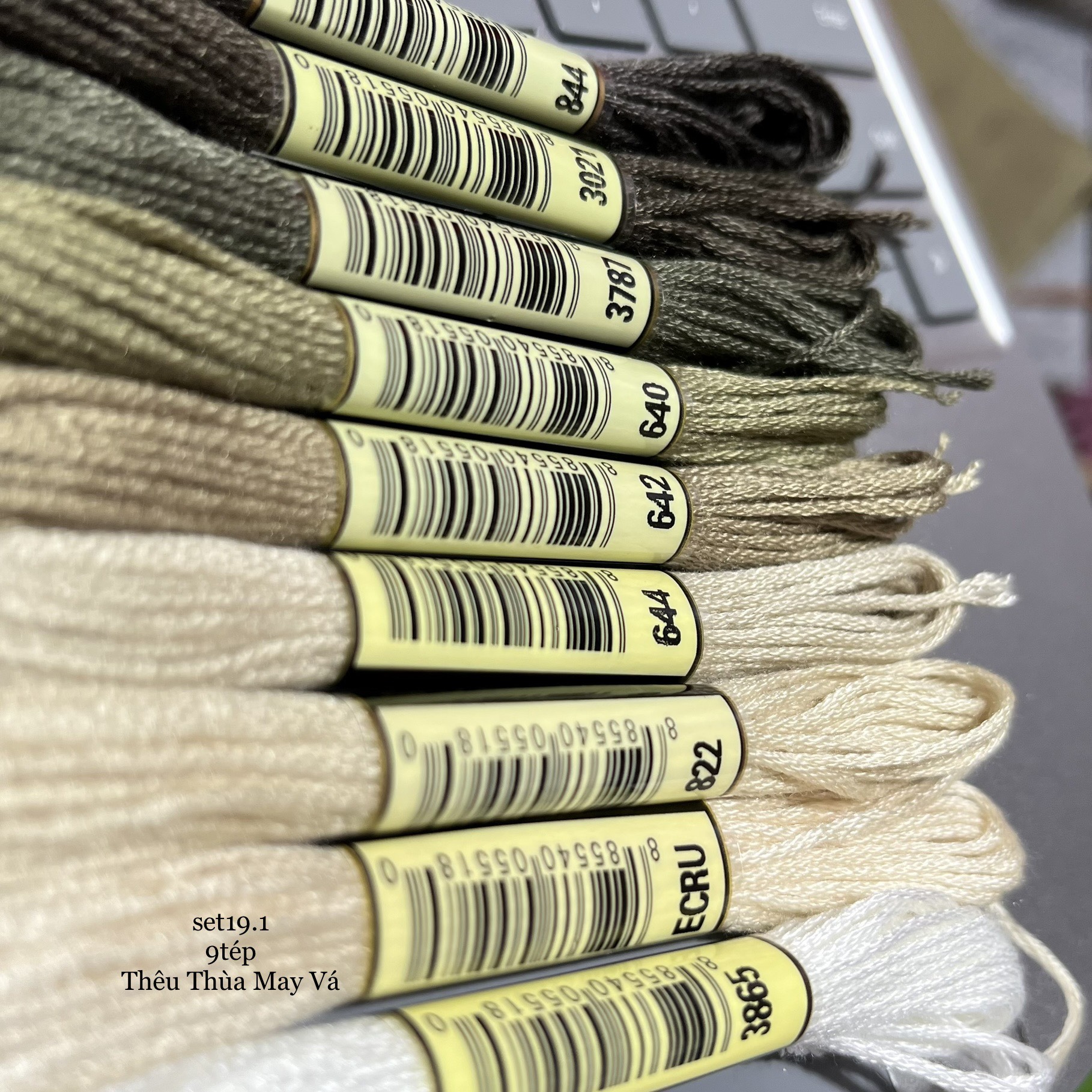 [AIRO TONE XÁM/NÂU] chỉ thêu cotton airo theo set