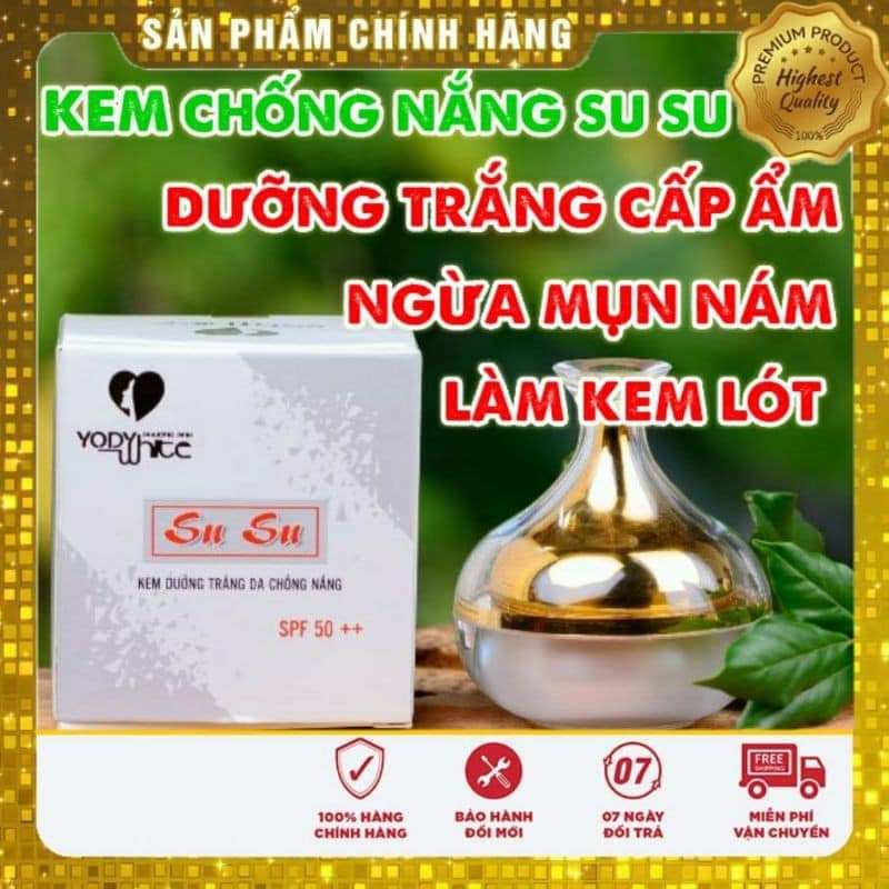 [Freeship + Tặng Bộ Nai Box] - Kem Dưỡng Trắng Da Chống Nắng Su Su Da Khô Spf 50++ Yody White Phương Anh Làm Mịn Sáng Da