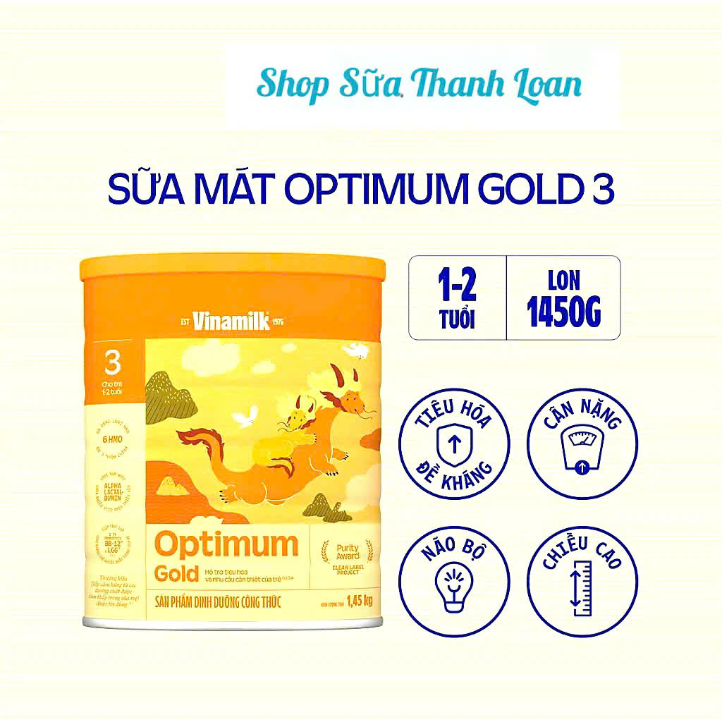 (HSD T7-2027) (Mẫu Mới) COMBO 2 HỘP SỮA BỘT VINAMILK OPTIMUM GOLD 3 1.45KG/ HỘP.