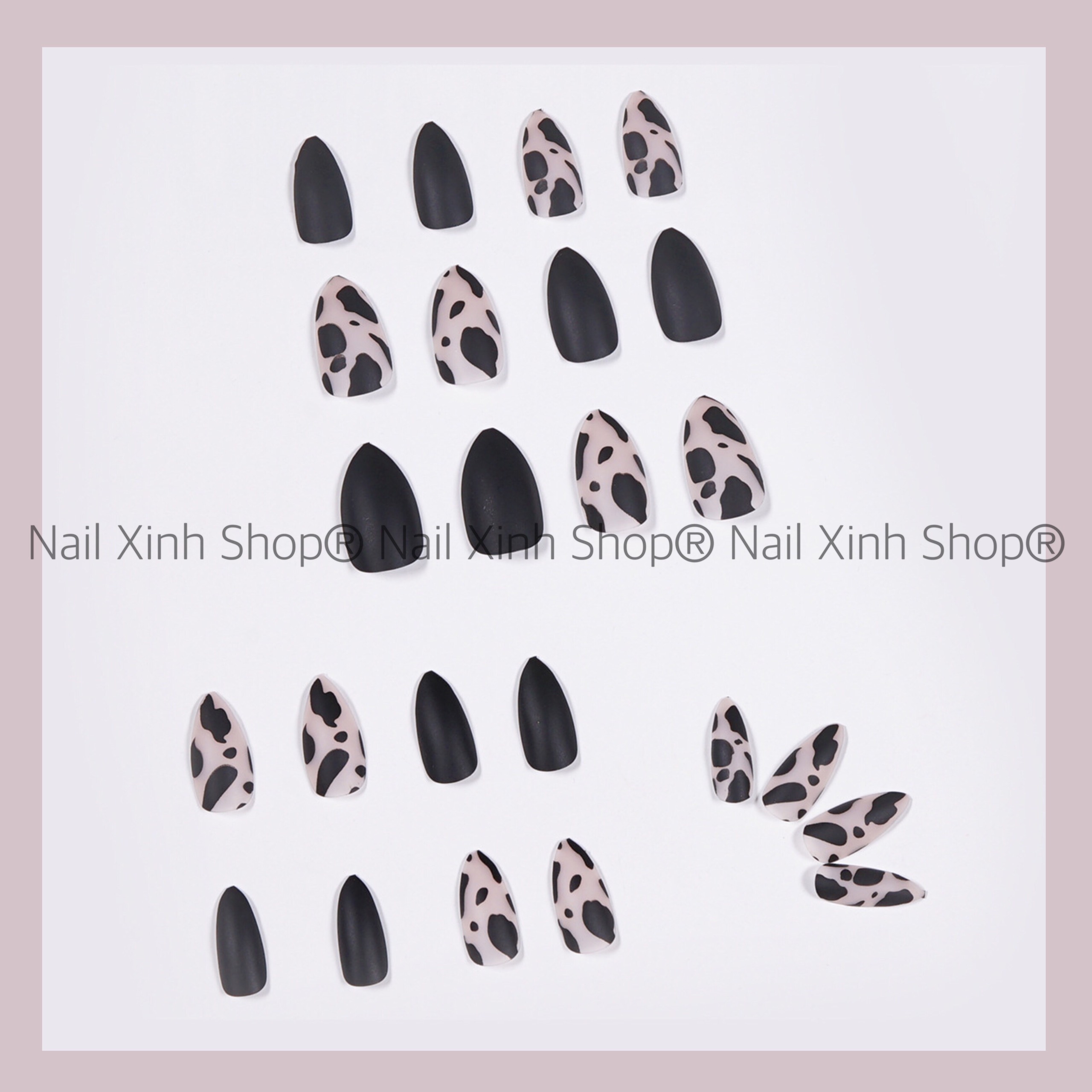 [Hcm]Bộ 24 Móng Tay Giả ( Tặng Kèm Keo + Dũa + Que Gỗ ) Móng Nhọn From Chuẩn - Nail Xinh Shop