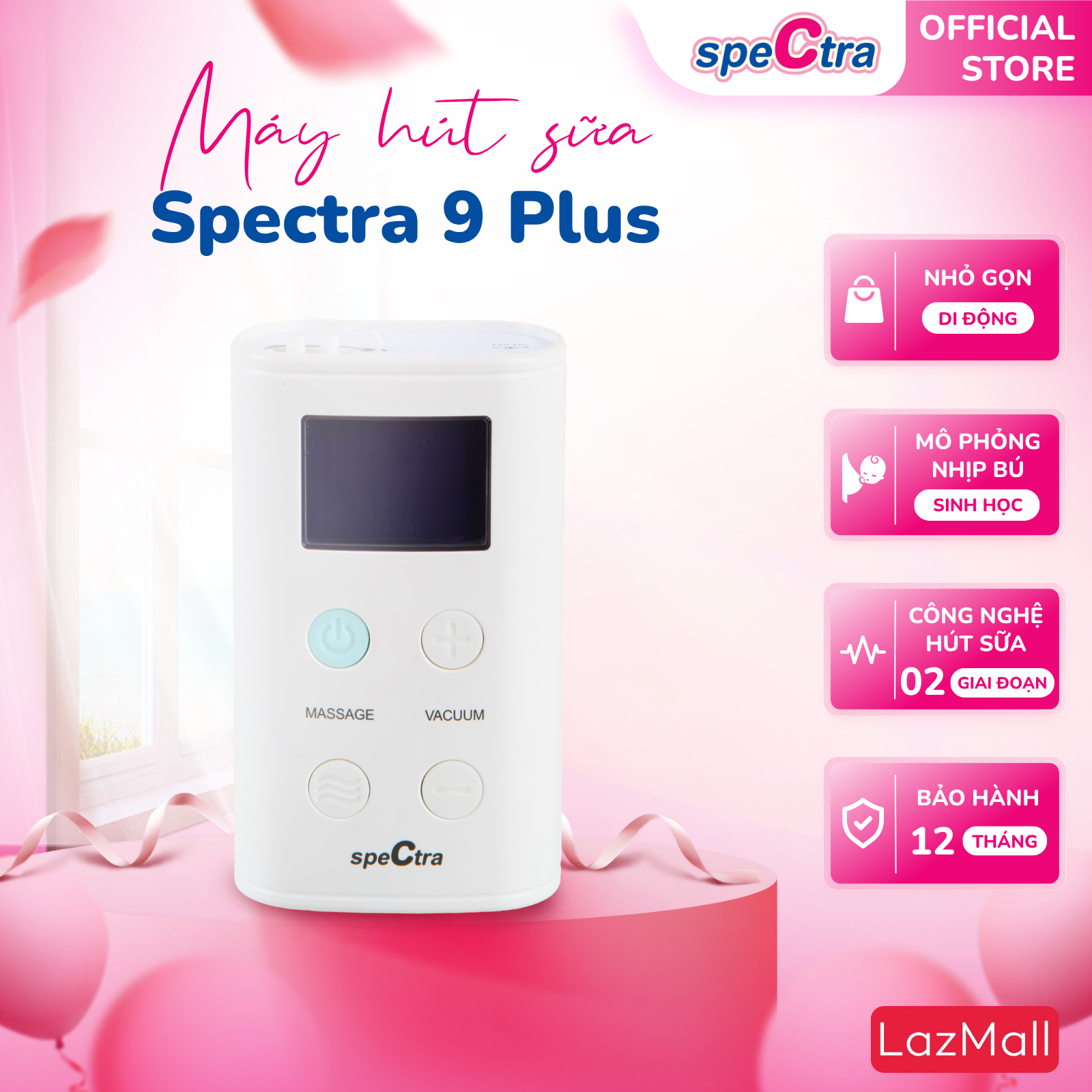 Máy Hút Sữa Spectra 9 Plus - Pin Tích Điện Hàng Chính Hãng (Bảo Hành 12 Tháng)
