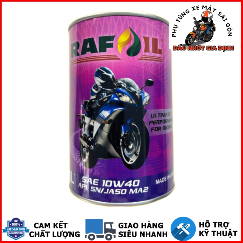 Nhớt tổng hợp RAFOIL 10W40 dành cho xe số côn tay - Nhập khẩu UAE [Mua 5 lon tặng 1 phểu]
