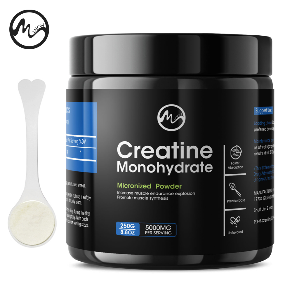 Bột Creatine Minch 5000mg chứa protein có thể tăng cường sức bền khi tập luyện bùng nổ thúc đẩy tổng hợp cơ bắp và giảm mệt mỏi cơ bắp. 150-250g