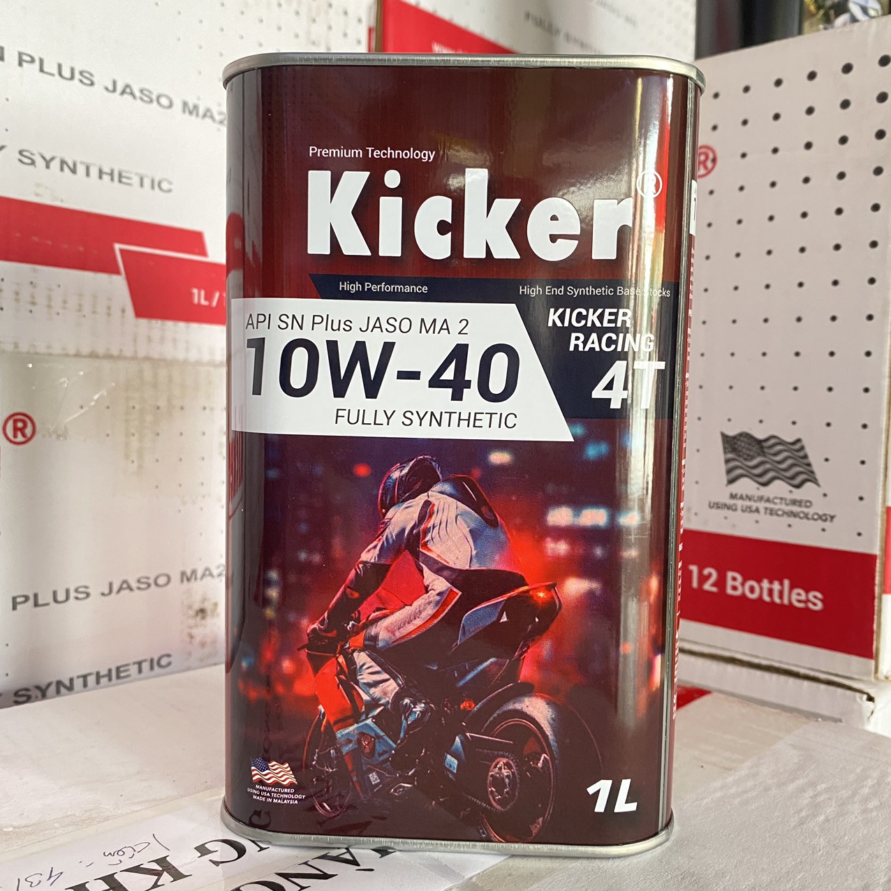 Nhớt Kicker Racing 10W40 API SN Plus dung tích 1L dùng cho xe số xe côn tay