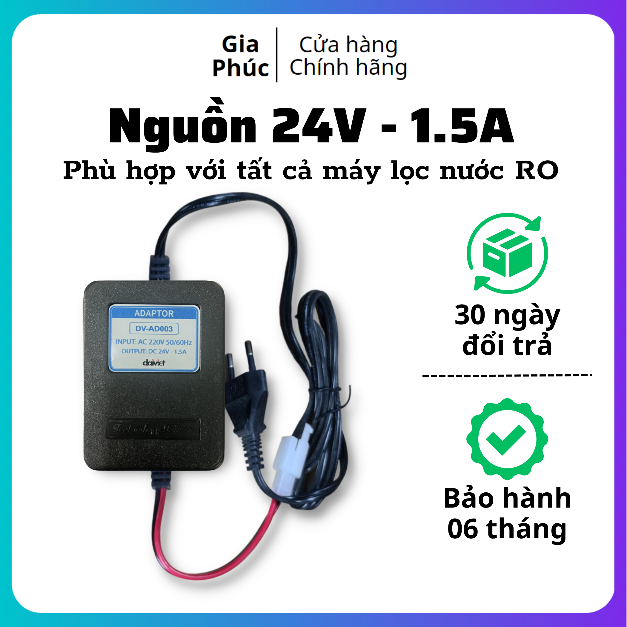 Nguồn adapter máy lọc nước 24v 1.5A - Đại Việt  dùng cho tất các máy lọc nước