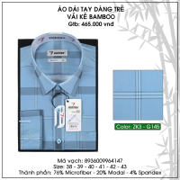 Áo Sơ Mi Bamboo Nam Dài Tay Dáng Slimfit Vĩnh Tiến Caro 465 phom ôm nhẹ vạt bầu nhiều màu