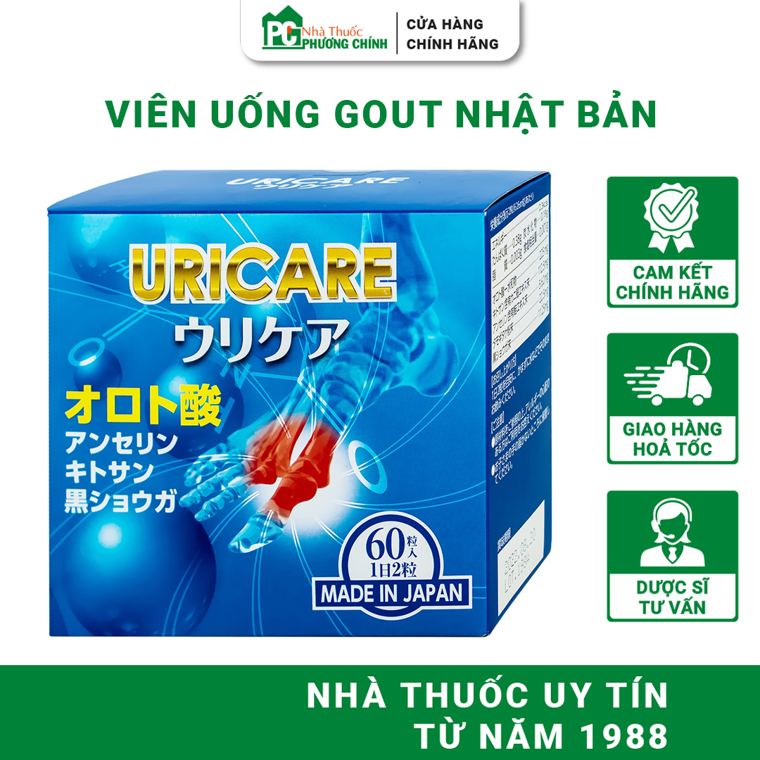 Viên Uống Gout Nhật Bản Jpanwell Uricare Giúp Giảm Sưng Đau Các Khớp Xương Do Gút 60 Viên/Hộp