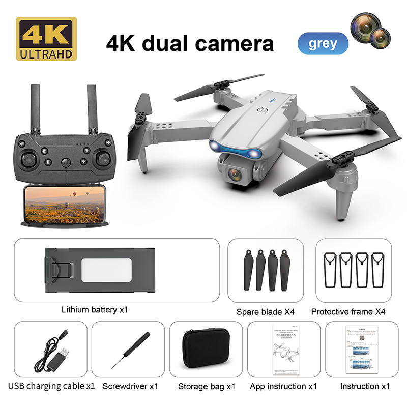 Flycam E99 Pro 2 Camera Tặng Kèm Pin Dự Phòng Drone Mini 4K Camera Máy Bay điều Khiển Từ xa Cho Người Mới Tập Chơi
