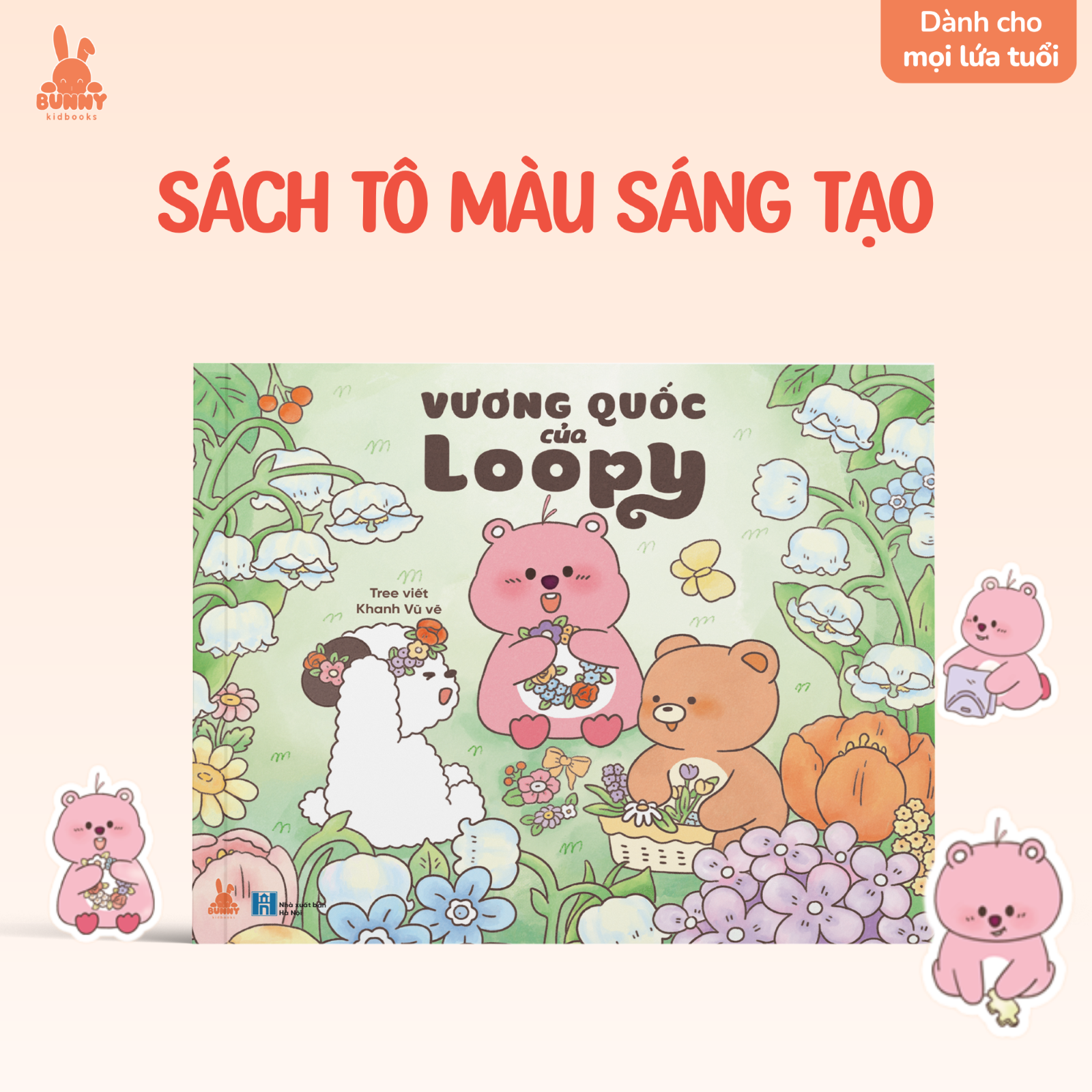 Sách tô màu Vương quốc của Loopy: Hình siêu cute thư giãn xả stress – Cho bé & người lớn
