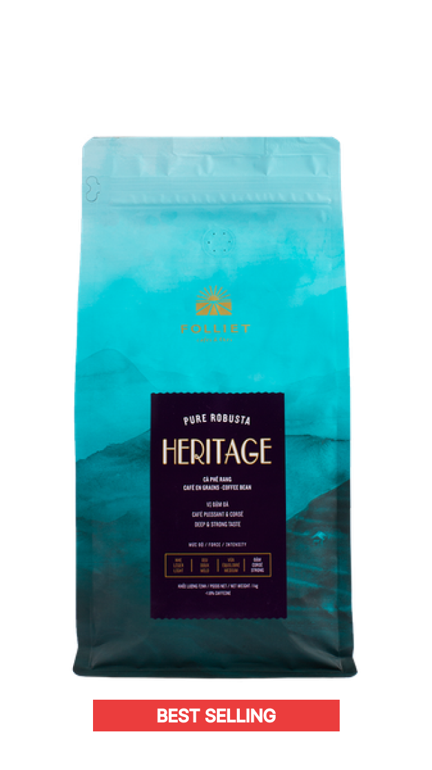 (Chính Hãng) Cà phê hạt Heritage 250gr 1kg FOLLIET