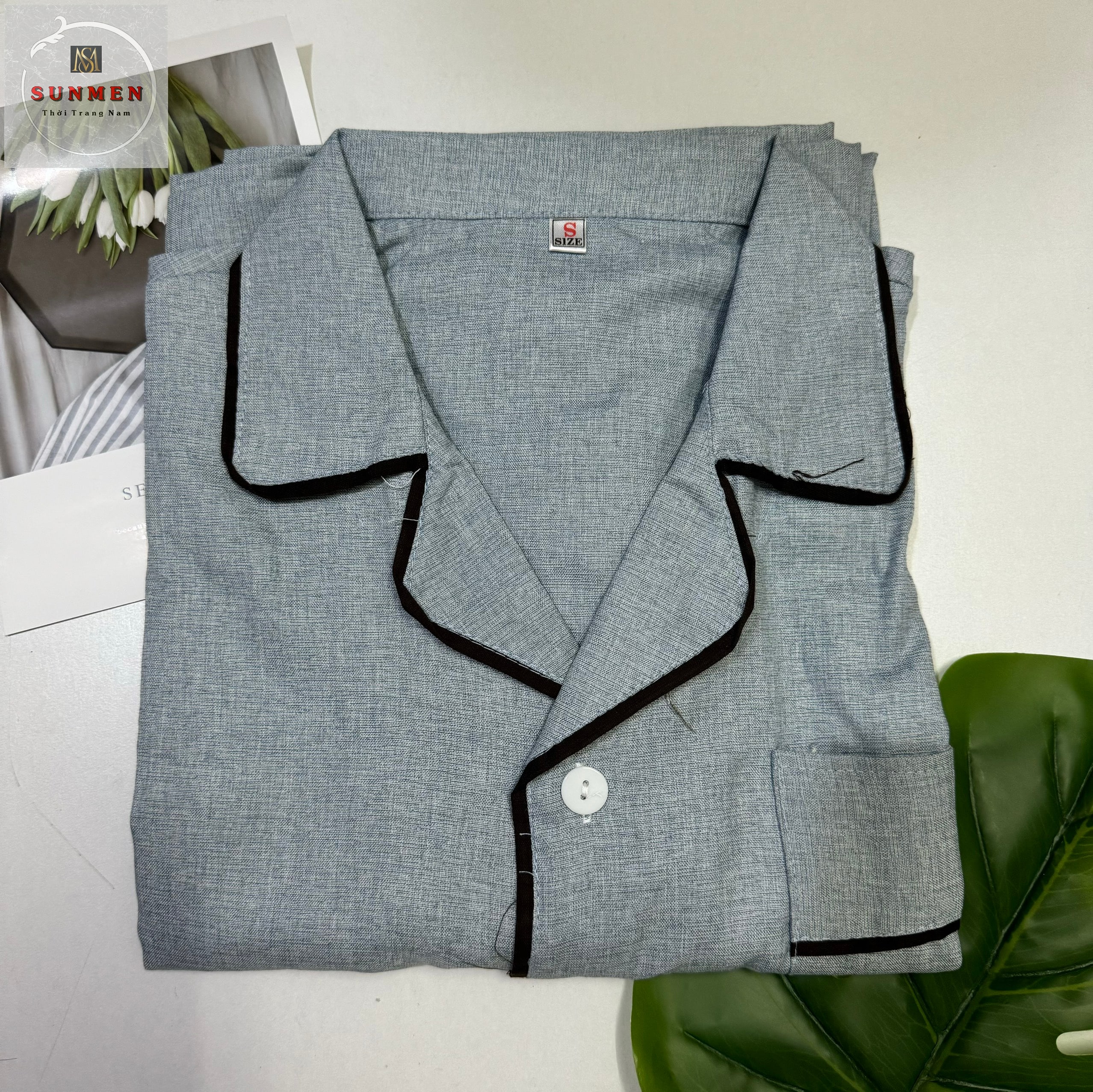 [Pyjama XÔ] Đồ bộ pyjama nam trung niên cao cấp mặc nhà chất vải XÔ ĐŨI thoáng mát vải mịn Trơn