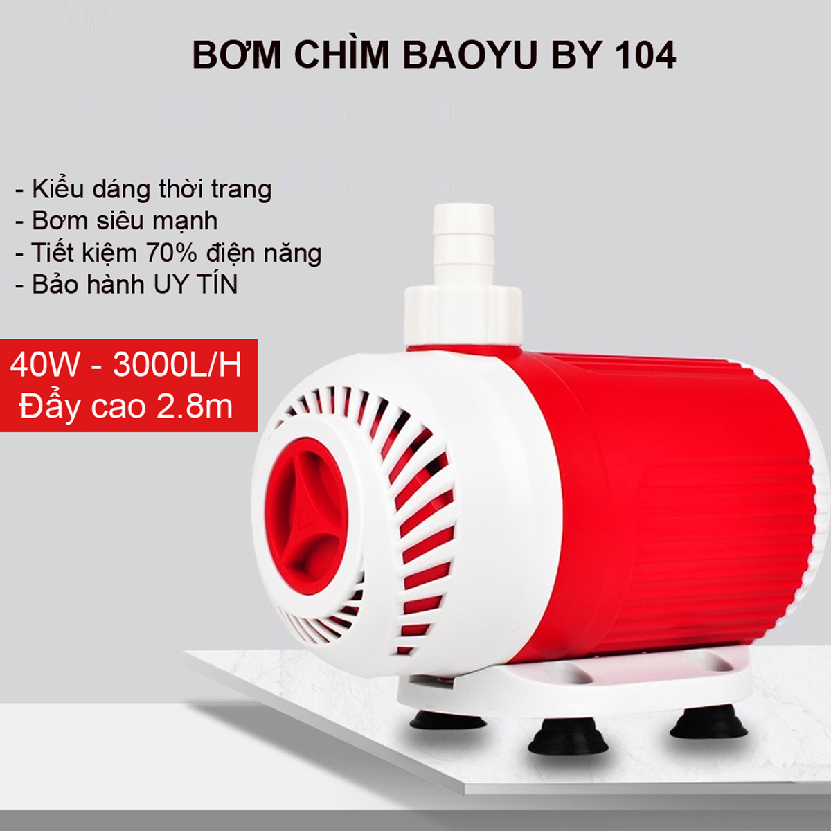 Máy bơm BAOYU BY105 50W 4000L/H cao cấp dạng chìm siêu bền tiết kiệm điện dùng bơm lọc nước bể cá hồ