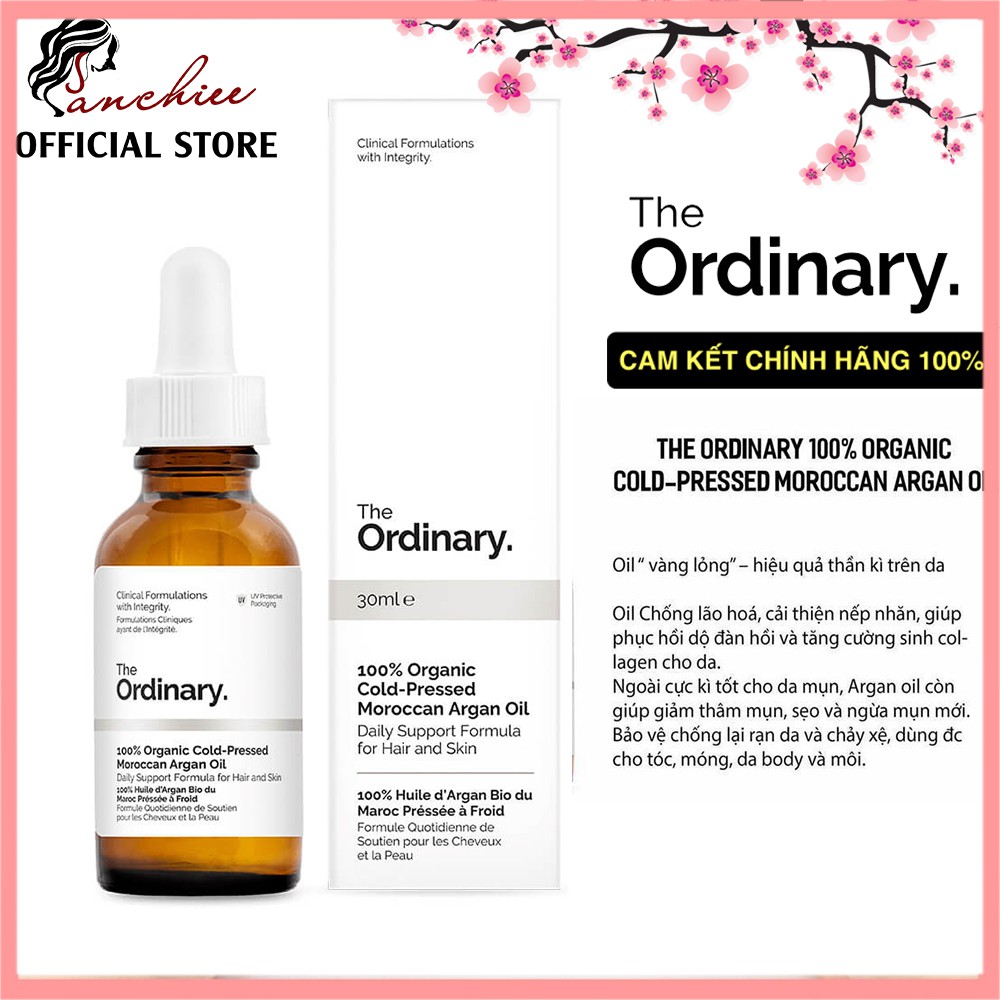 Tinh Dầu Giảm Thâm Mụn Nếp Nhăn Cấp Ẩm. The Ordinary 100% Organic Cold - Pressed Moroccan Argan Oil 30Ml