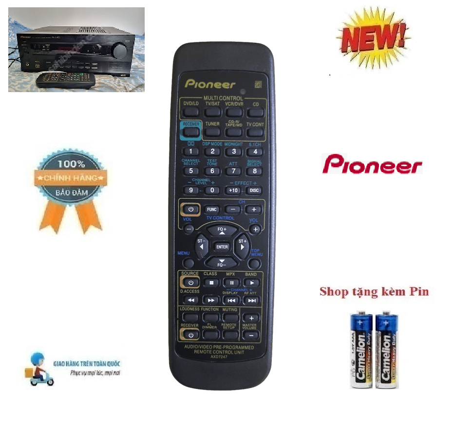 Remote điều khiển dàn âm thanh Pioneer ADX7247- Hàng chính hãng theo máy mới 100% Tặng kèm Pin