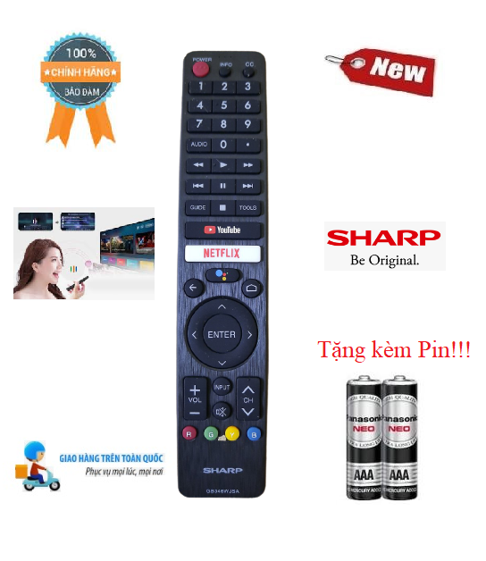 Remote Điều khiển tivi Sharp giọng nói GB346WJSA - Hàng mới chính hãng 100% Tặng kèm Pin!!!