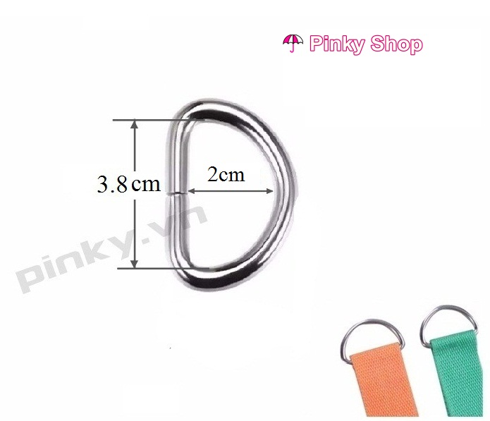 Khoen chữ D khoen D móc D 4cm màu bạc phụ kiện làm túi xách và đồ handmade Pinky Shop mã KDB3.8