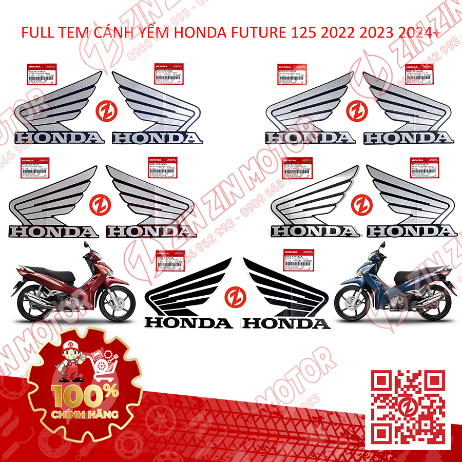 Tem Cánh Chim Honda Xe Future 125 Fi Led 2022 2023 2024 80MM 86201K73VA0ZA 86202K73VA0ZA 86201K73VE0