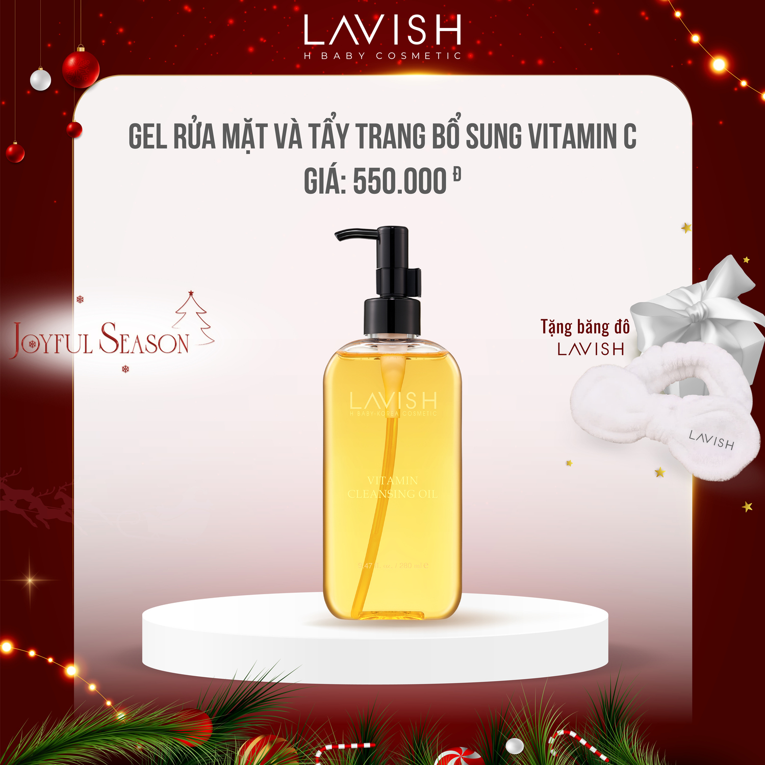 FreeshipMAX VITAMIN CLEANSING OIL LAVISH H BABY - 220ml - Gel rửa mặt và tẩy trang bổ sung vitamin C