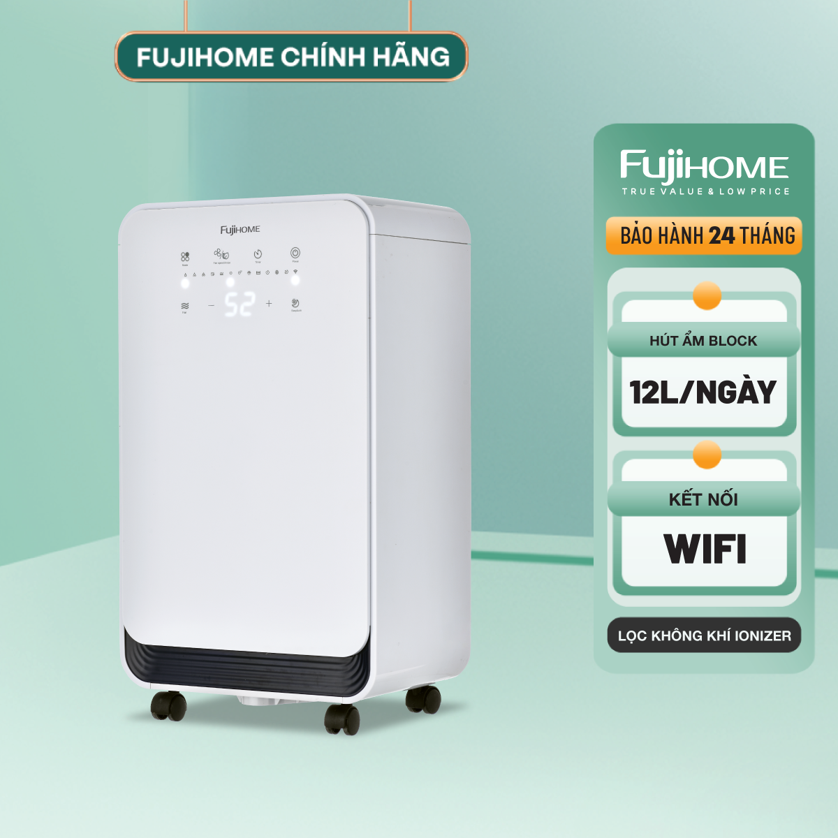 Máy hút ẩm WiFi Fujihome DH12NEW – Gọn nhẹ thông minh - Bảo hành điện tử toàn quốc