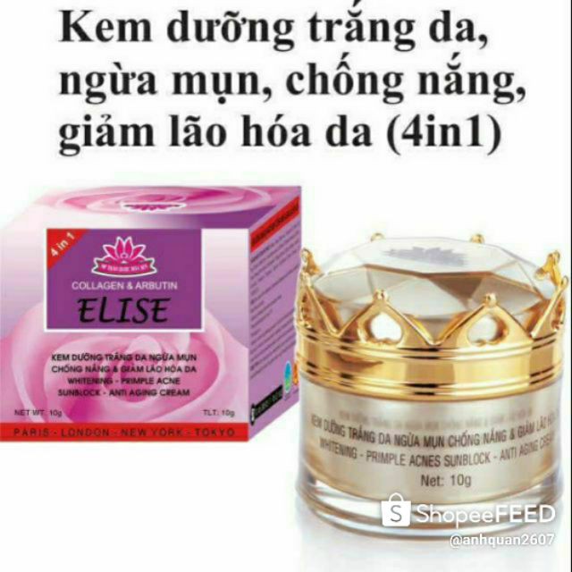 Kem Elise dưỡng trắng da ngừa mụn chống nắng giảm lão hóa 4 in 1 10g