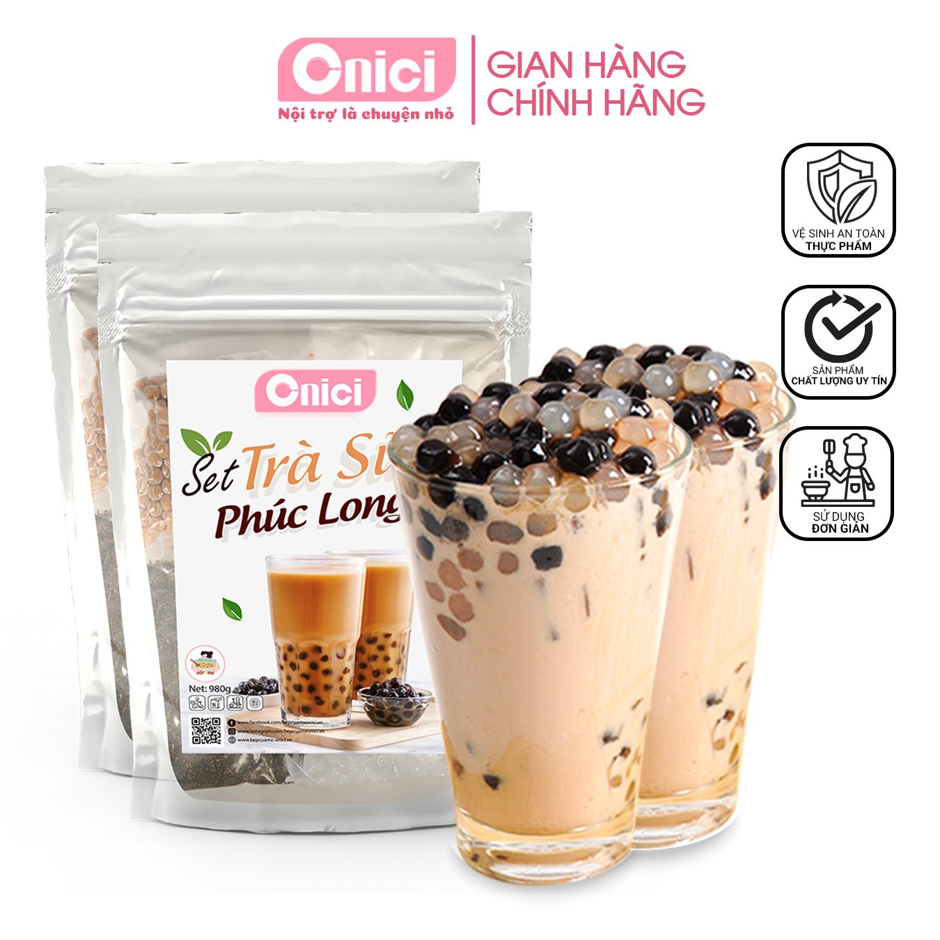 Set nguyên liệu trà sữa phúc long thái xanh thái đỏ trân châu giòn 3Q - set trà sữa lớn 30 - 35 ly B