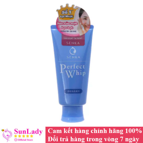 Sữa rửa mặt sạch hoàn hảo ẩm mịn tự nhiên với bọt tơ tằm trắng Senka Perfect Whip 120g số 1 Nhật Bản