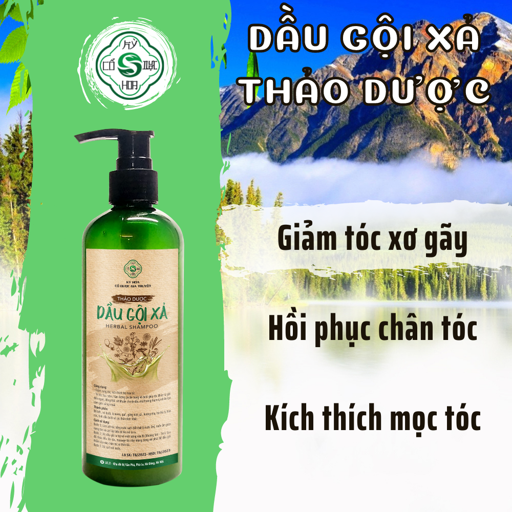 Dầu Gội Đầu Thảo Dược Cao Cấp Cổ Dược Kỳ Hoa - Đen Tóc Phục Hồi Tóc Hư Tổn