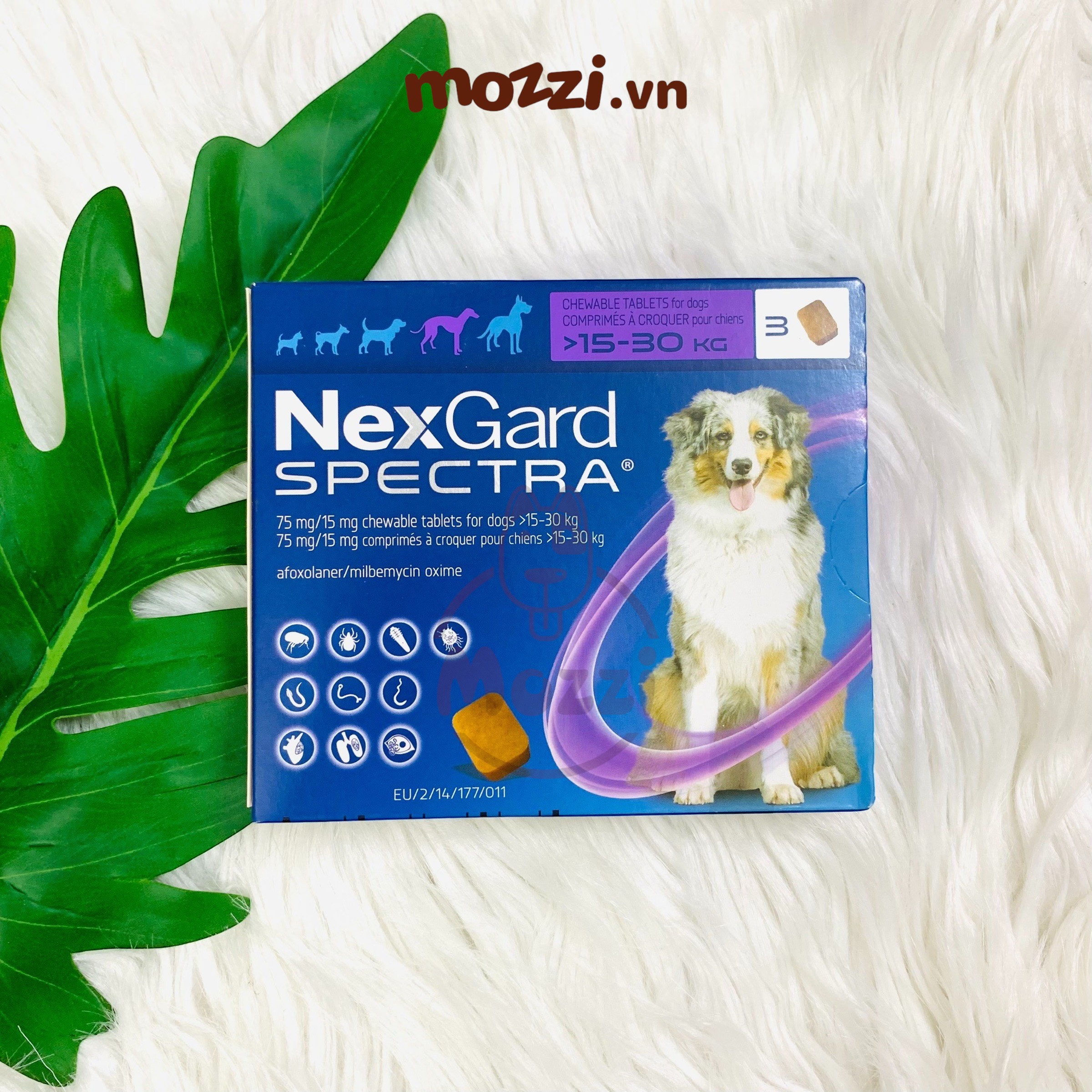 [Hộp 3 viên] Nexgard Spectra Viên nhai tẩy giun và trị ve rận bọ chét cho chó