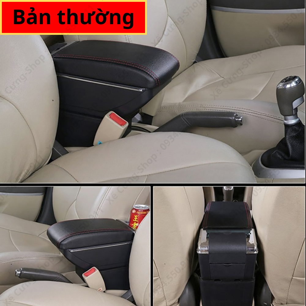Hộp tỳ tay xe VF5 cao cấp tích cổng sạc USB - Bản Mầu Đen