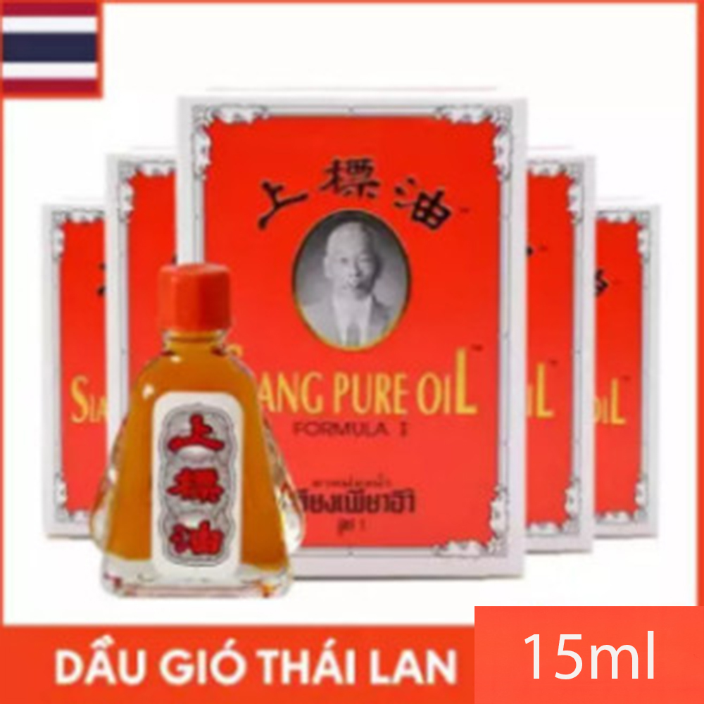 Bộ 5 Dầu Gió Thái Lan Hình Ông Già Siang Pure Oil - Chai 3Ml