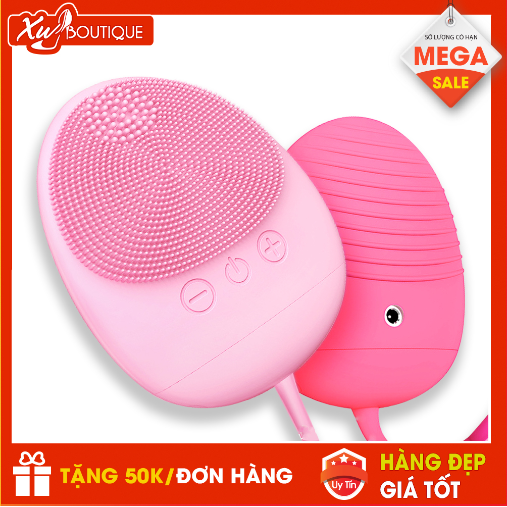 Máy Cọ Rửa Mặt Massage Mắt Xenlen Mini Đầu Silicon Cao Cấp Làm Sạch Da Full Box - Sạc Pin Cổng Usb