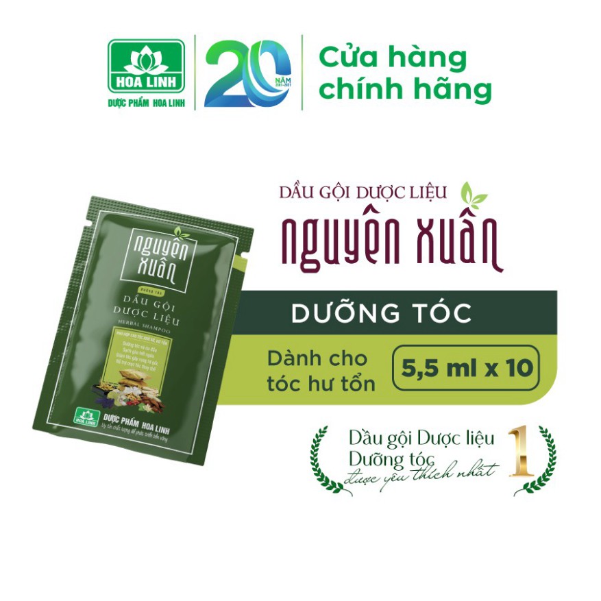 [Hcm]✔️Sale Cực Rẻ✔️ Dầu Gội Dược Liệu Nguyên Xuân Dưỡng Tóc - 10 Gói X 55Ml Màu Xanh