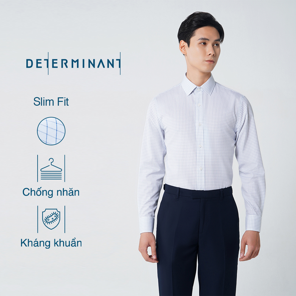 Áo Sơ Mi Nam Công Sở Tay Dài - Dáng Ôm DETERMINANT Cotton - Chống Nhăn - Kháng Khuẩn - 301 - Màu Sọc