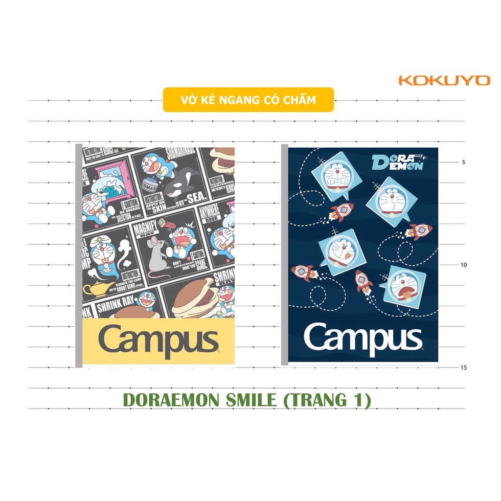 Vở CAMPUS DOREMON kẻ ngang 80120 200 trang. vở DORAEMON tập kẻ ngang Campus DORAEMON B5 (179*252mm) 