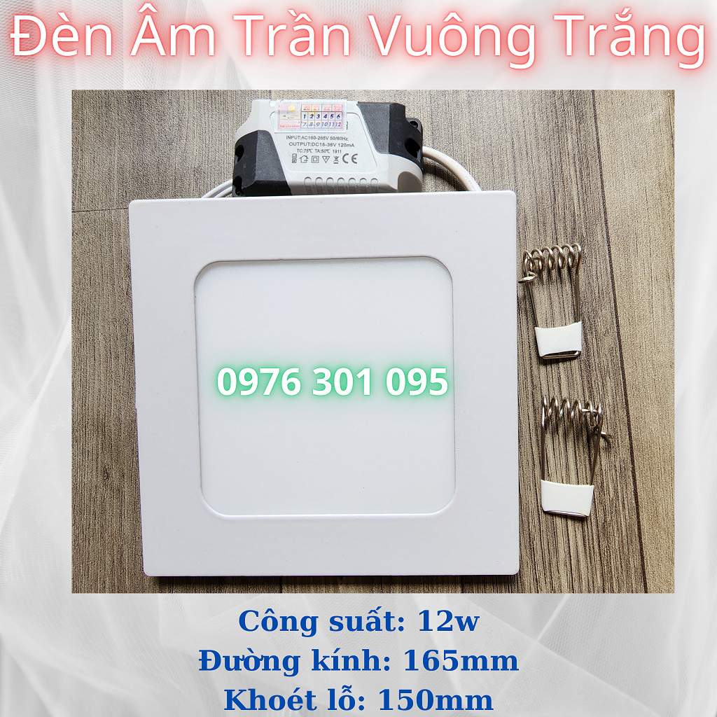 Bóng đèn led âm trần downlight 12W - Tròn - Vuông( Trắng - Vàng )