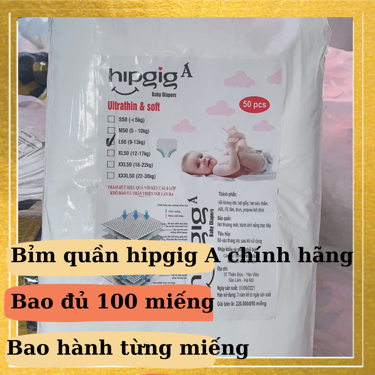 [CHỈ NHẬN ĐƠN 100 MIẾNG NẾU ĐẶT 200 MIẾNG SHOP HỦY ĐƠN] Tã bỉm quần hipgig a 100 miếng hàng xuất Nhậ