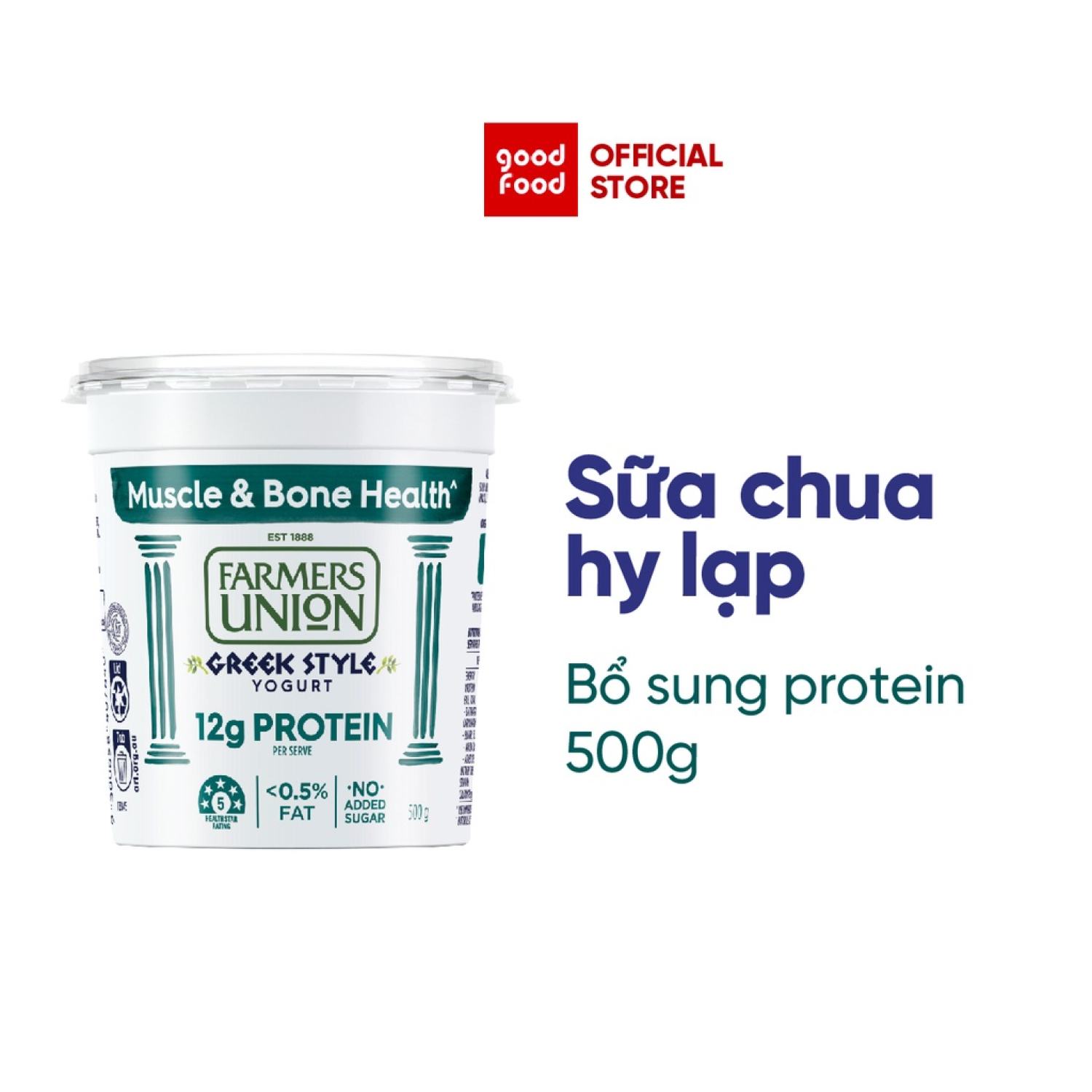 Sữa chua hy lạp tăng cường protein không béo Farmers Union greek style high protein no fat yogurt hũ