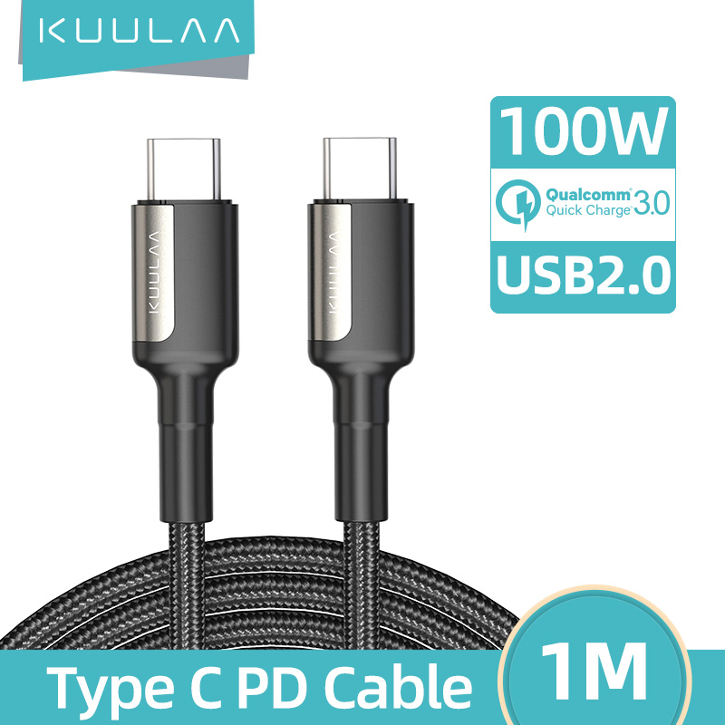 【50% OFF Voucher】KUULAA Cáp USB Type C sang USB C PD 100W cho Samsung Galaxy S9 S10 S20 Note 10 Ngày