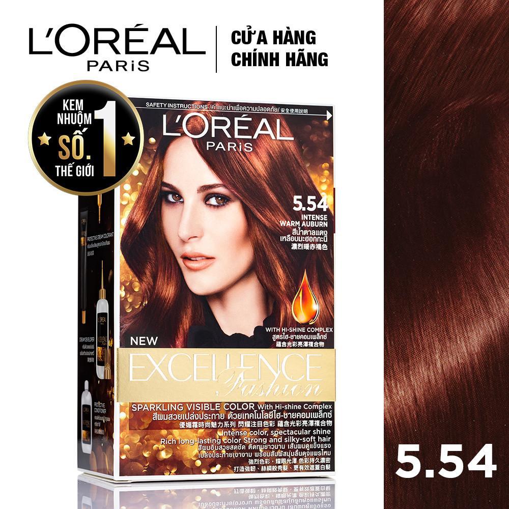 [Hcm]Kem Nhuộm Dưỡng Tóc Màu Thời Trang Loreal Excellence Fashion 172Ml - Màu 5.54 Nâu Đỏ Ánh Cam