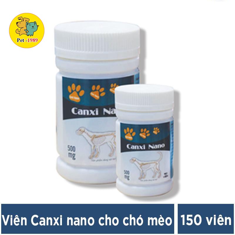 Canxi nano chó mèo cho chó bầu phục hồi bị hạ bàn tai cụp (150viên/lọ)